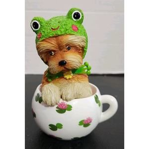Hamilton Collection Cups of Affection‎ Feeling Hoppy Yorkie Frog Figurine #0298